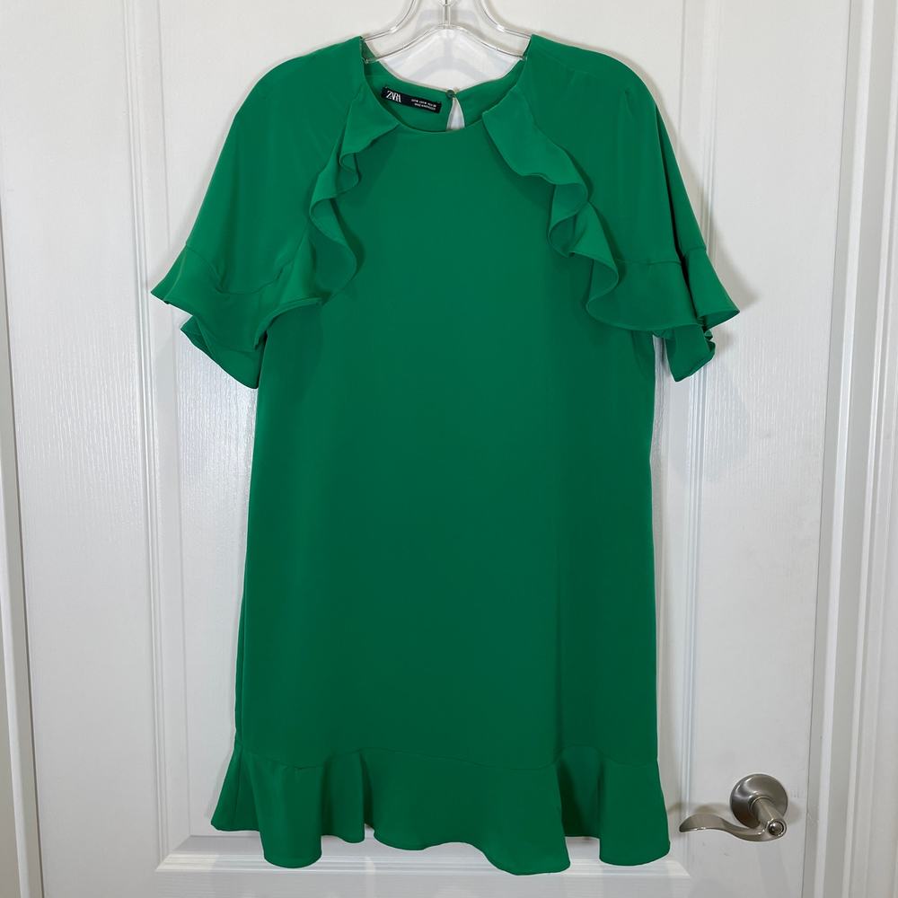 Zara Green Ruffle Mini Dress